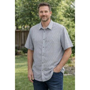 Travis Mathews Men's XL Grey/White Button Front Excellent!